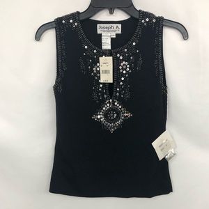 JOSEPH A BLACK BEADED TOP S‎